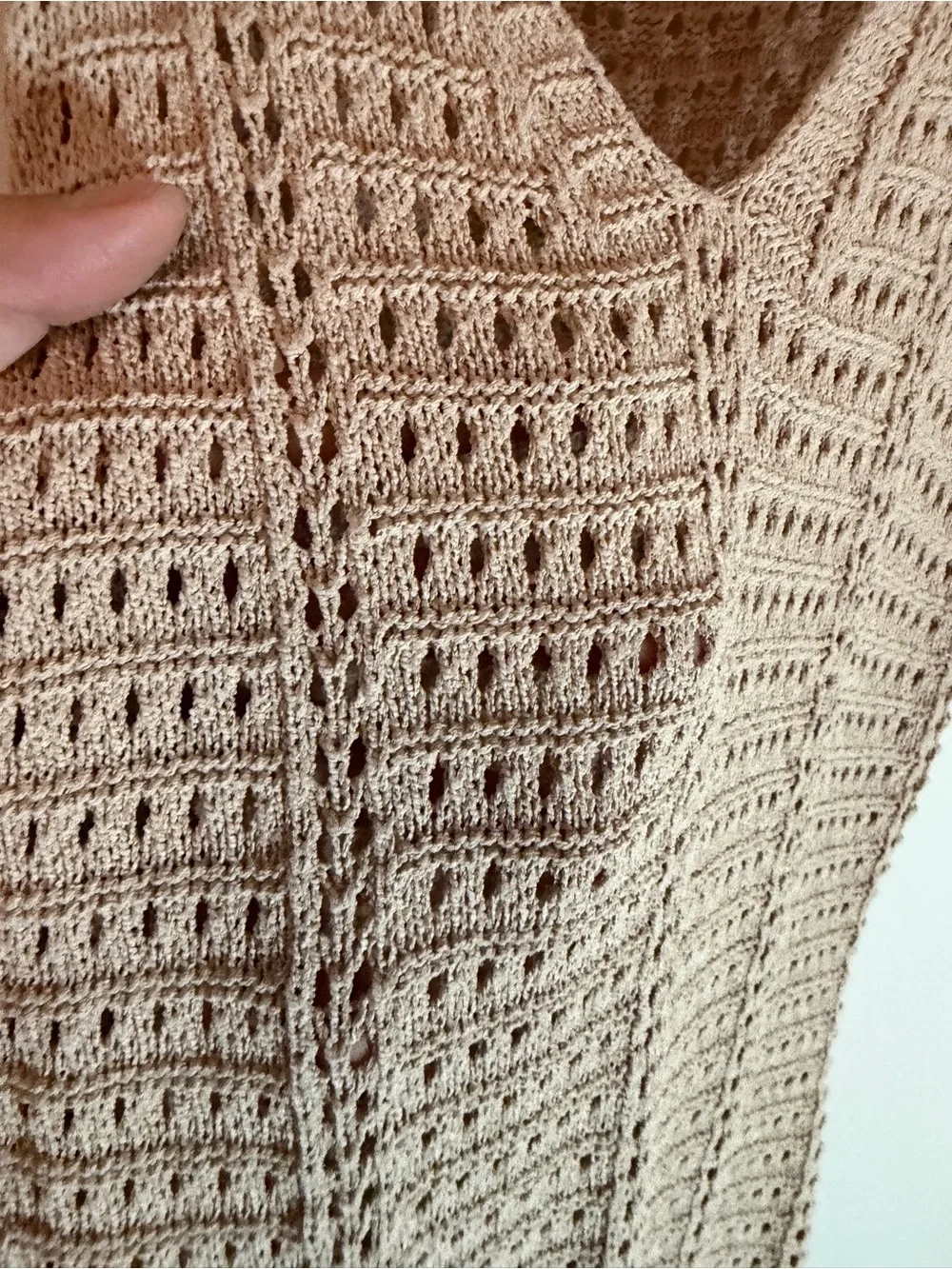 🤍✨ Long Crochet Beach Cover-Up Dress – Cream ✨🏖️👗 Size: L Excellent condition